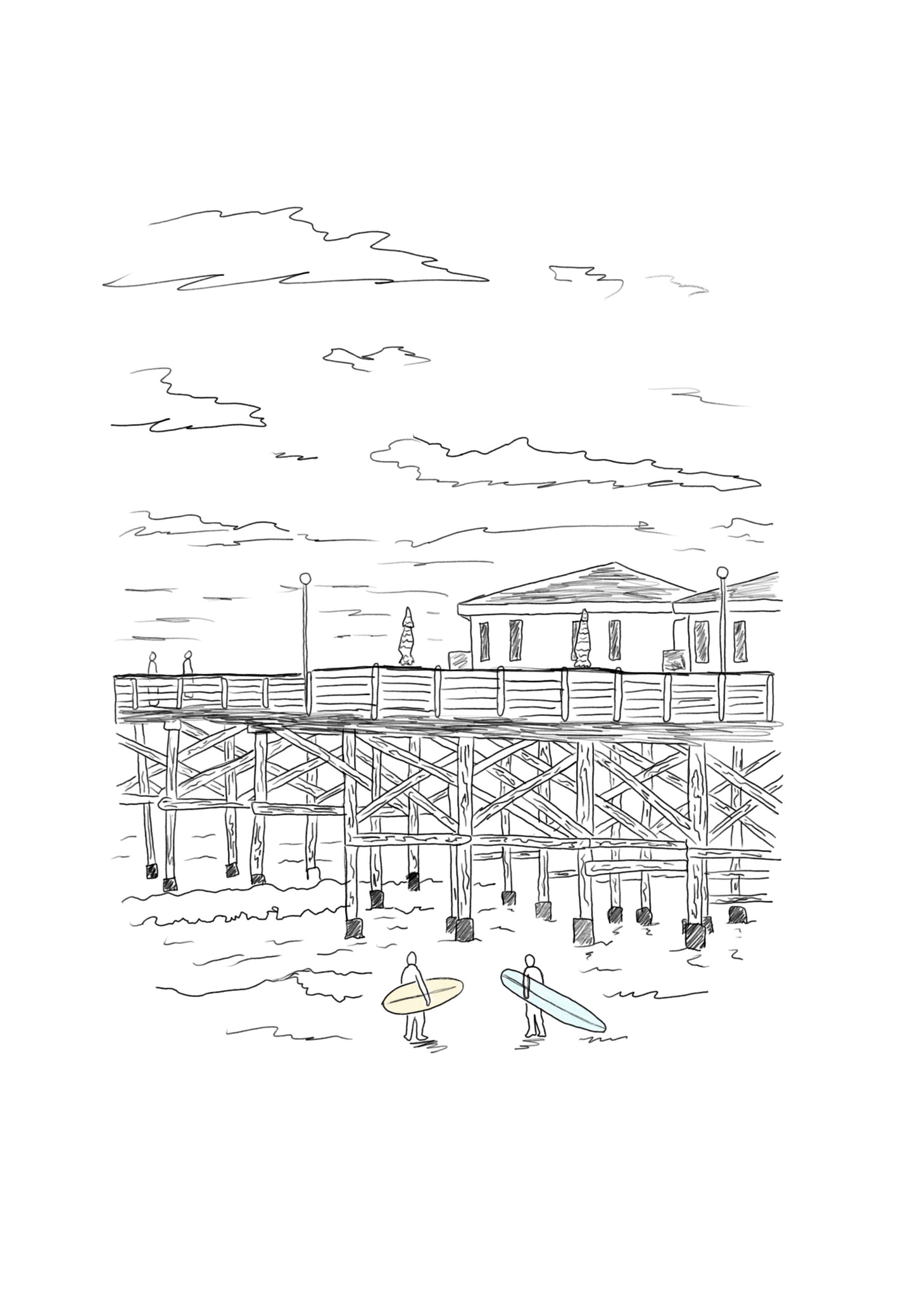 Pacific Beach - (Framed Print)